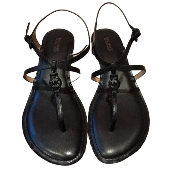 Michael Kors - Bethany Sandals Black Leather NEW - Picture 1 of 4